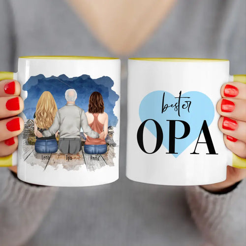 Personalisierte Tasse für Opa (2 Frauen + 1 Opa)