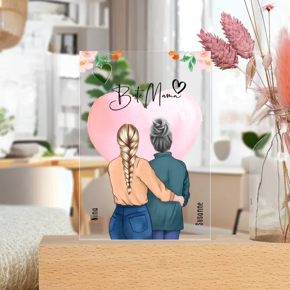 Personalisierter Trockenblumenständer - Mutter/Mama + Tochter (stehend)