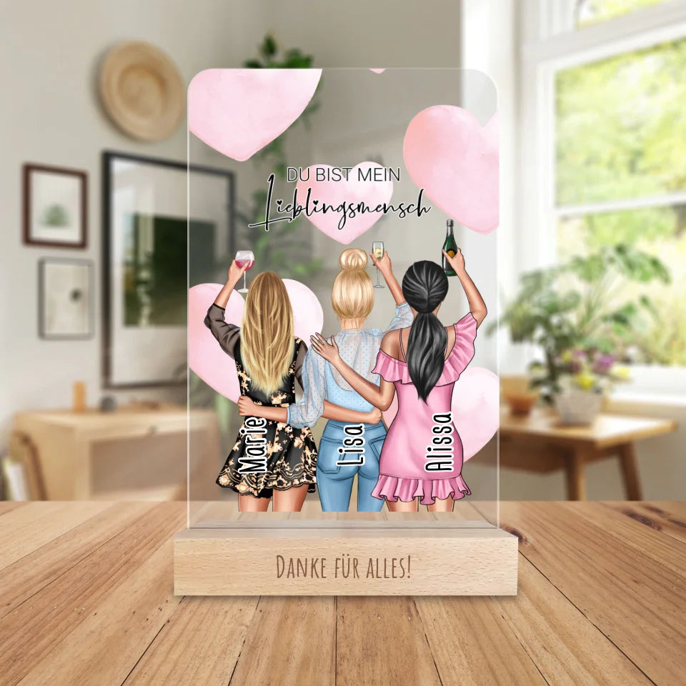 Personalisierte Acrylglasplatte - Beste Freundinnen (3 Freundinnen) - Best Friends