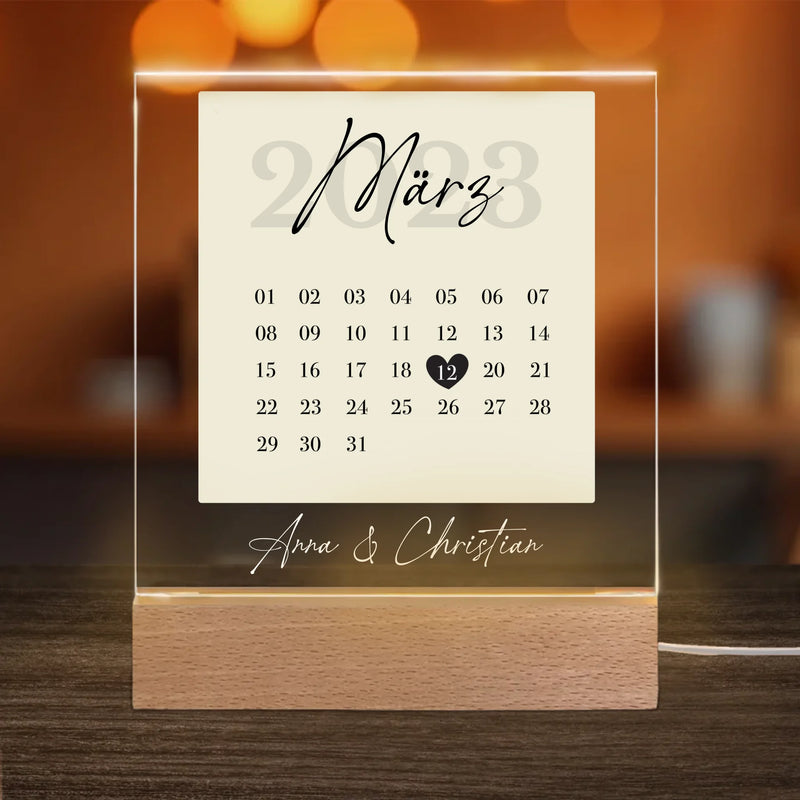 Personalisiertes Acryl-Licht - Kalender mit Jahrestag
