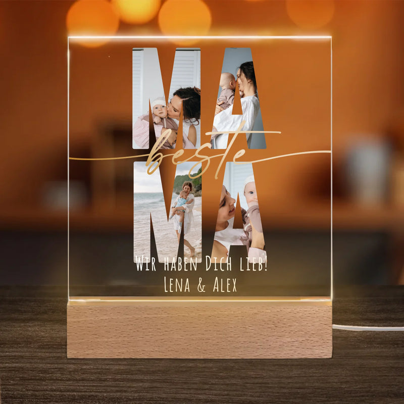 Personalisiertes Acryl-Licht - Mama Schriftzug und deinen Bildern
