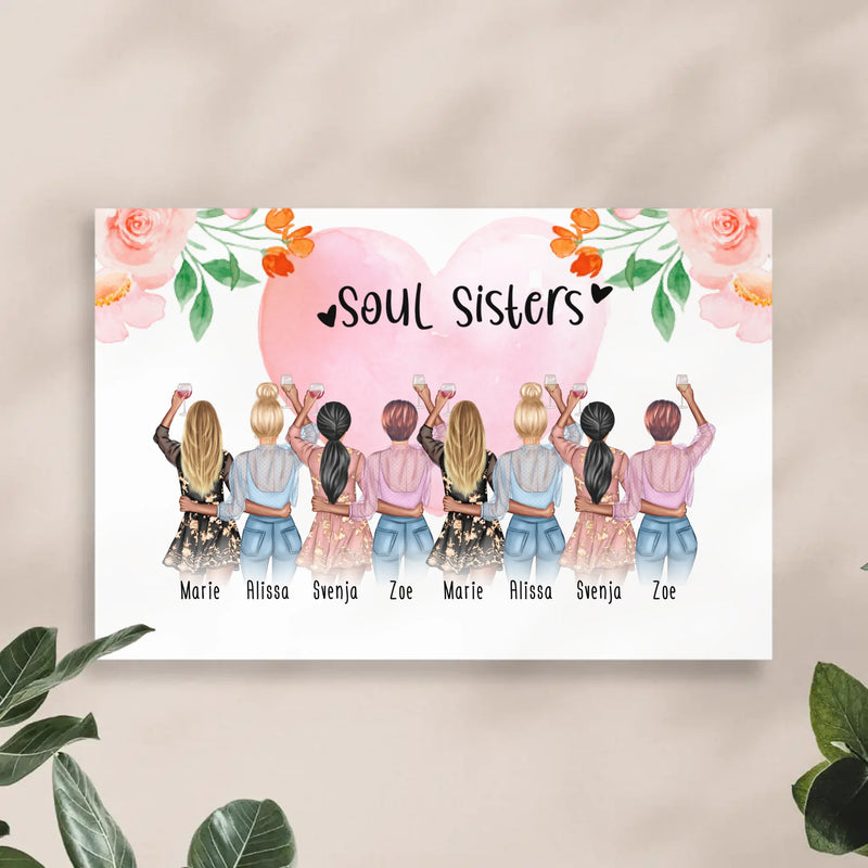Personalisiertes Poster - Beste Freundinnen (8 Freundinnen) - Best Friends