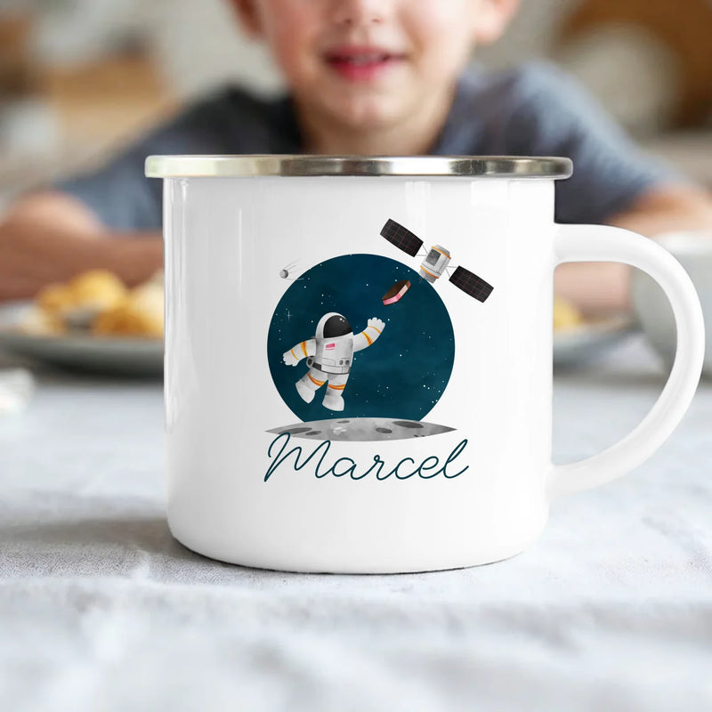 Personalisierte Kindertasse mit Astronaut und Namen