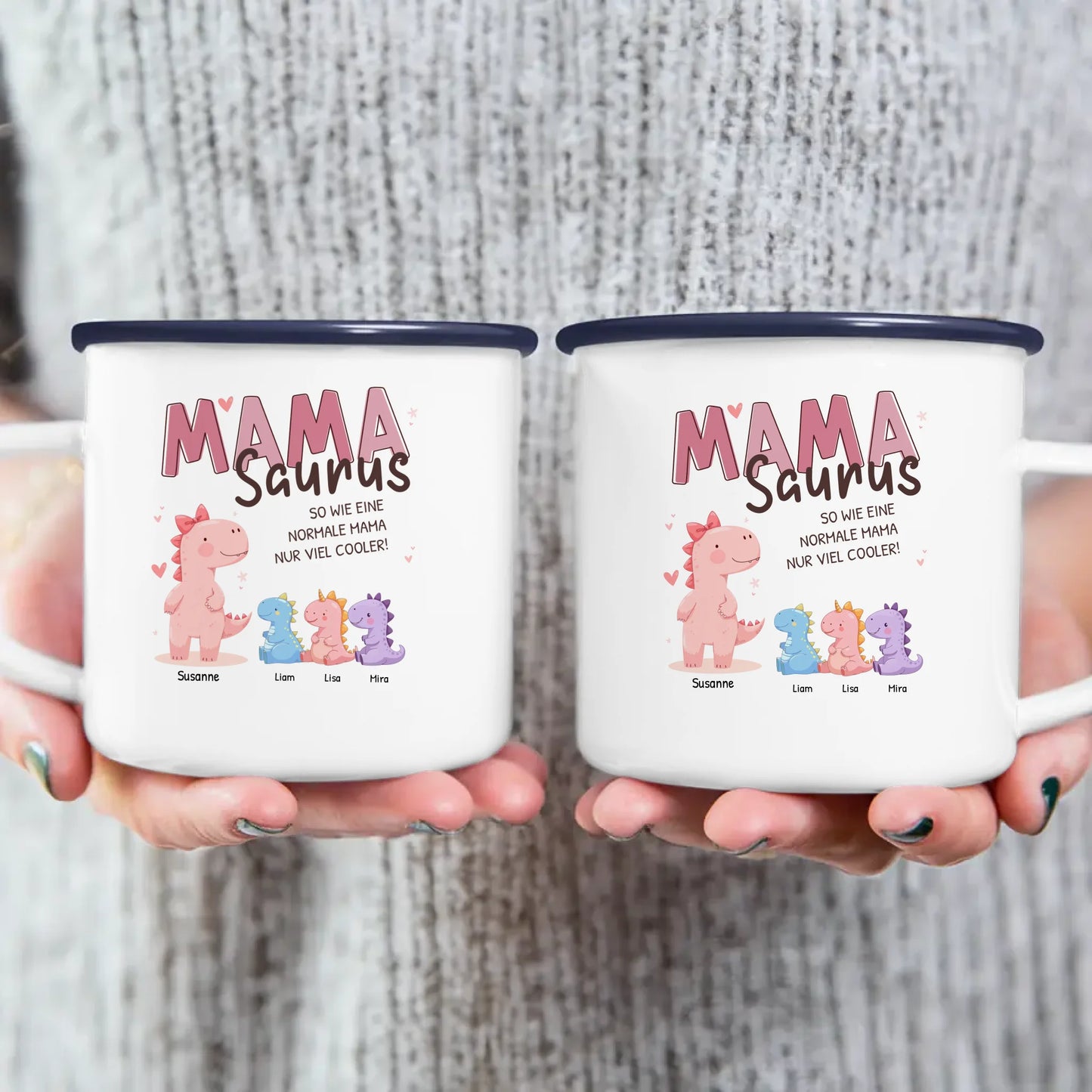 Personalisierte Tasse - Mamasaurus mit 1-10 Kindern