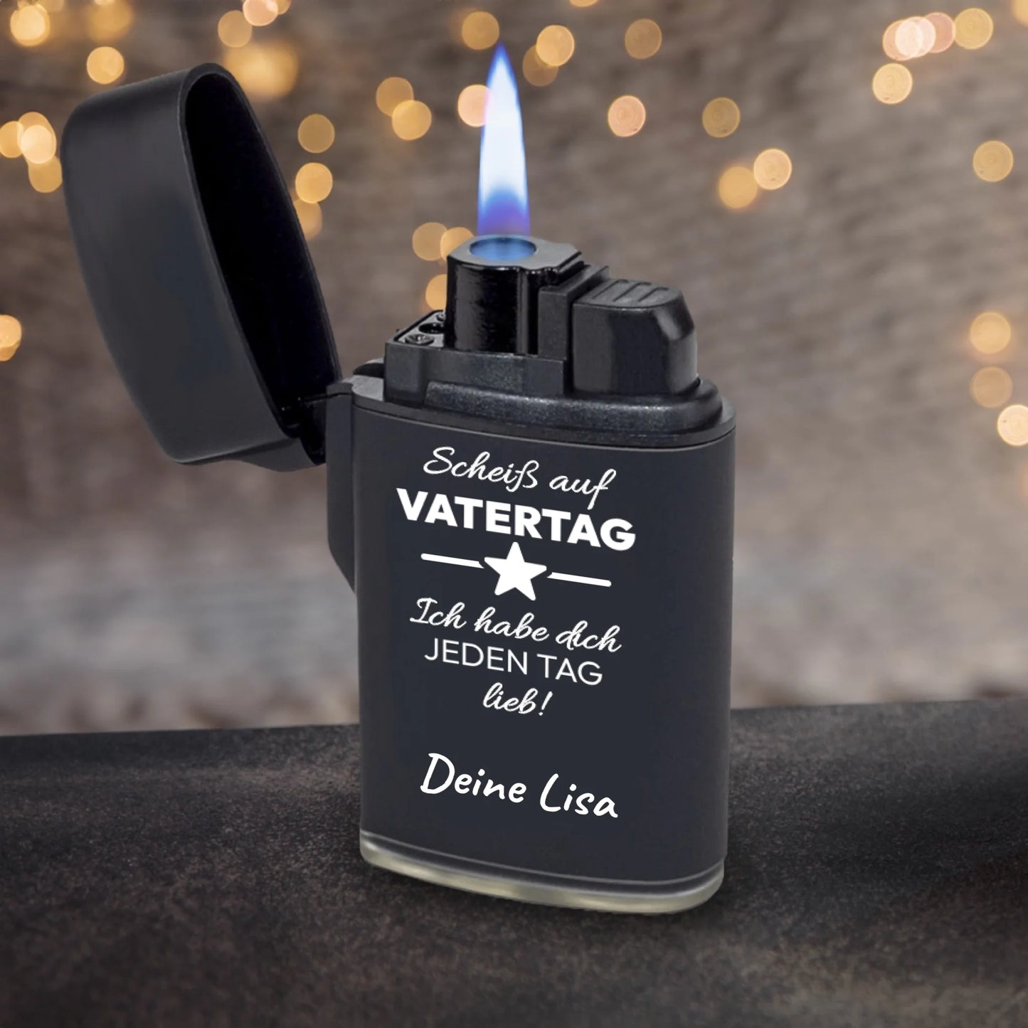 Personalisiertes Sturmfeuerzeug - Scheiß auf Vatertag...