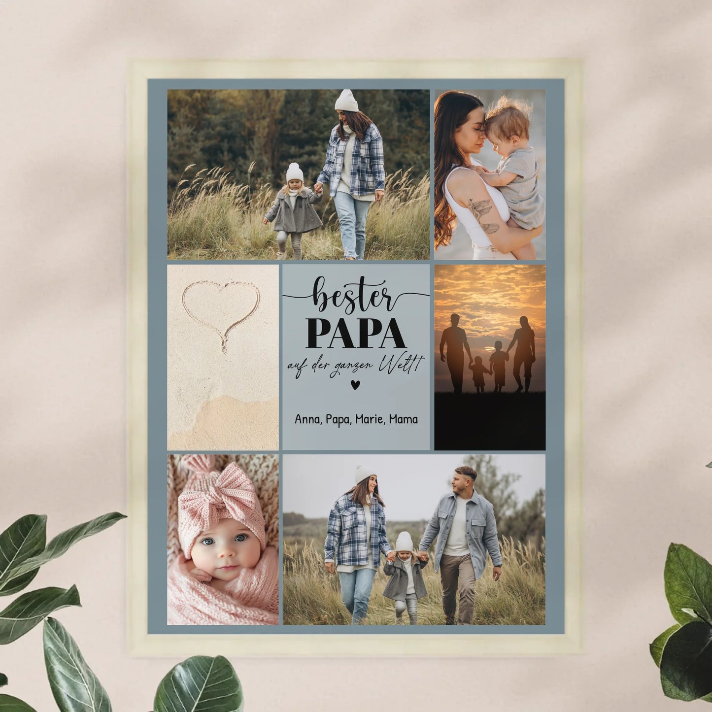 Personalisiertes Poster - Bester Papa auf der ganzen Welt - Fotocollage mit 6 Bildern