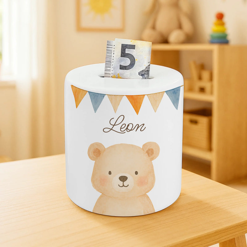 Personalisierte Spardose - 1 Tier und Kindername