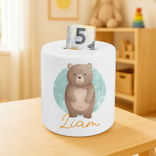 Personalisierte Spardose - Jungletier und Namen