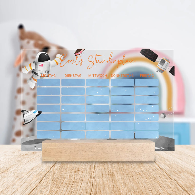 Personalisierter Stundenplan - Astronauten Design mit Namen - Geschenk zur Einschulung