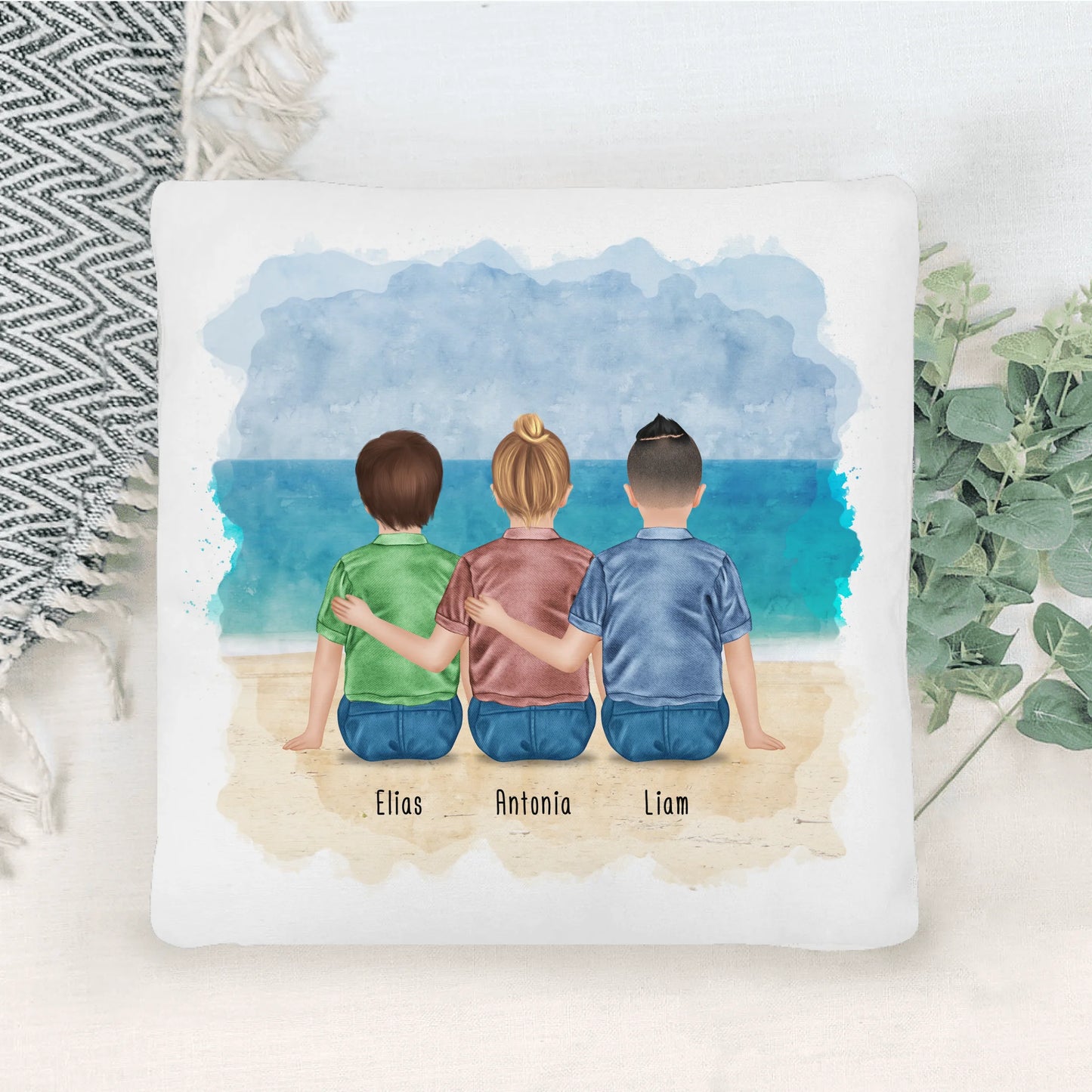 Personalisiertes Kissen - 3 Geschwister