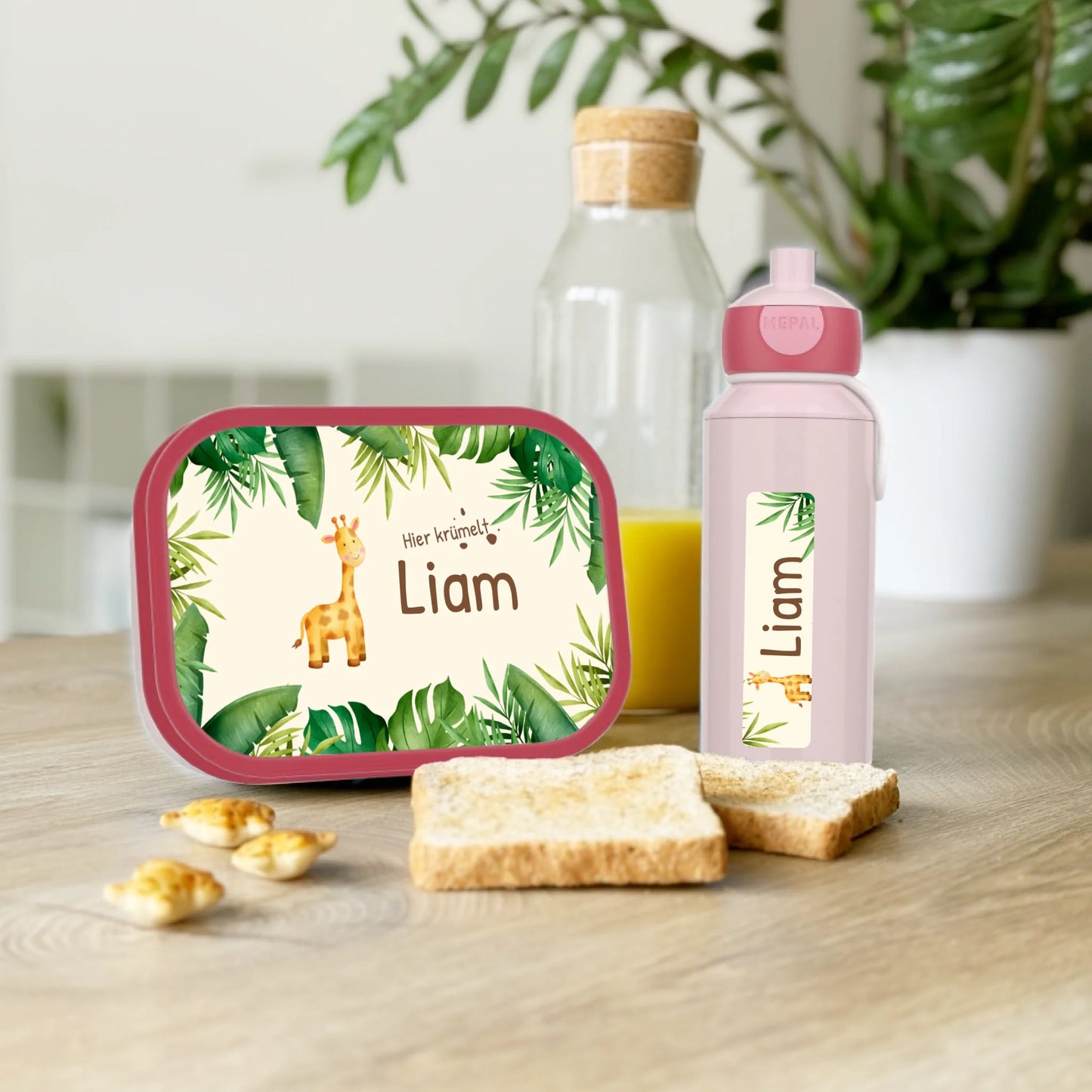 Personalisierte Mepal Campus Bento Brotdose/Trinkflasche im Jungle Design mit Namen