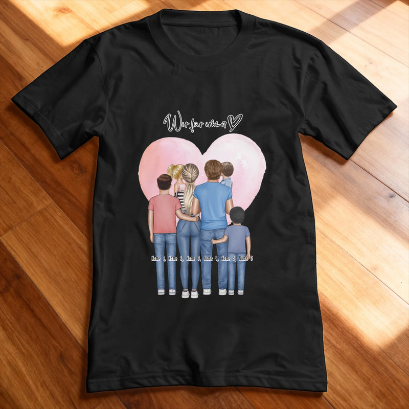 Personalisiertes T-Shirt - Familie + 1-4 Kinder
