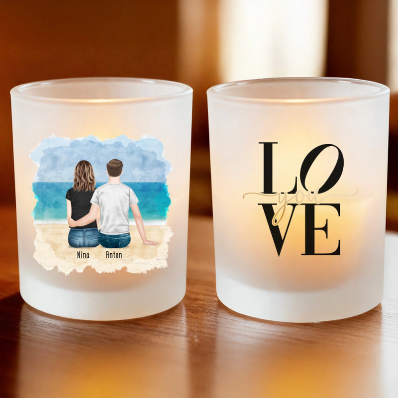 Personalisiertes Teelicht (Satin) - Pärchen / Paar