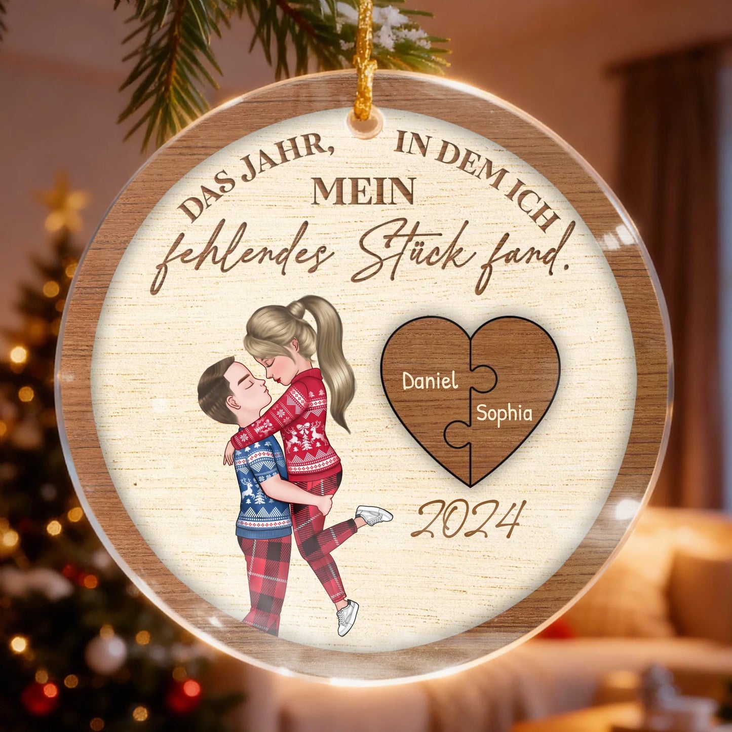 Personalisierter Weihnachtsbaumanhänger - Das Jahr an dem ich mein fehlendes Stück Fand