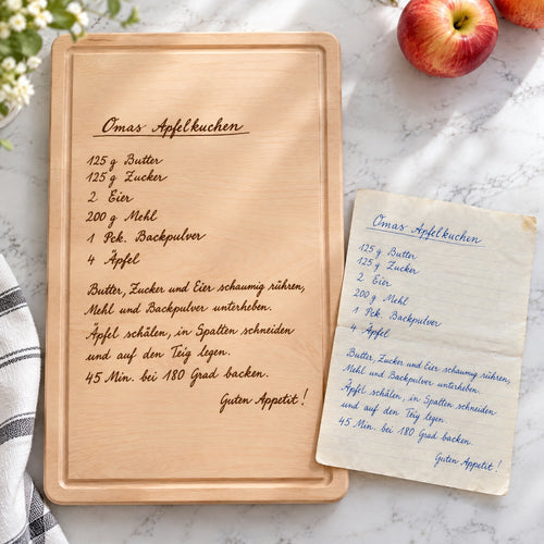 Rezept-Schneidebrett mit Handschrift-Gravur