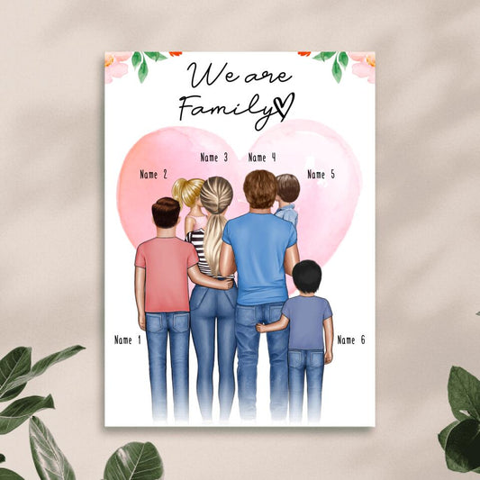 Personalisiertes Poster - Familie + 1-4 Kinder