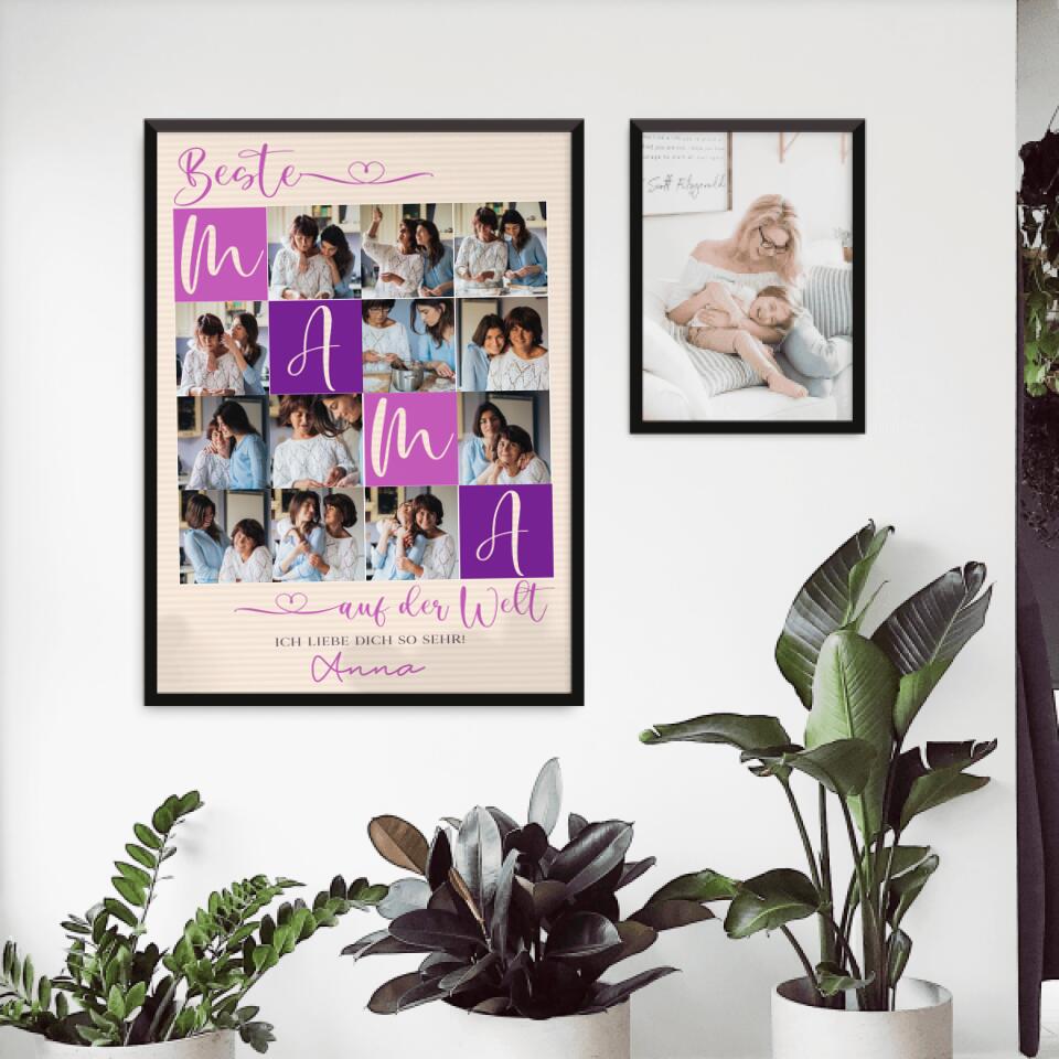 Personalisiertes Poster - Beste Mama auf der Welt (mit 12 eigenen Bildern)