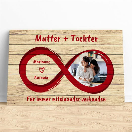 Personalisierte Leinwand - Mutter + Kind - Für immer miteinander verbunden