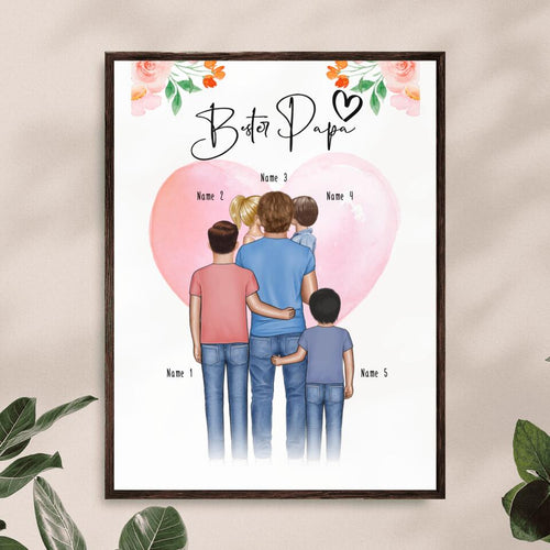 Personalisiertes Poster - Papa/Vater + 1-4 Kinder