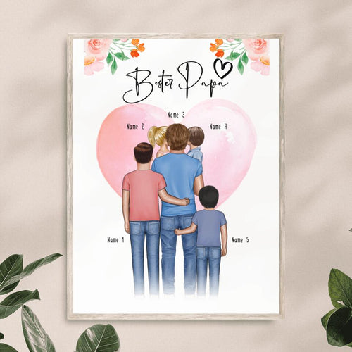 Personalisiertes Poster - Papa/Vater + 1-4 Kinder