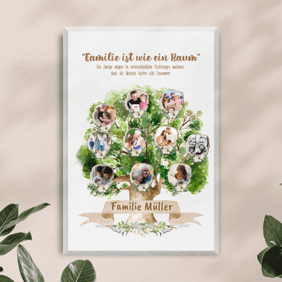 Personalisiertes Poster - Familienstammbaum mit 2-10 Bildern