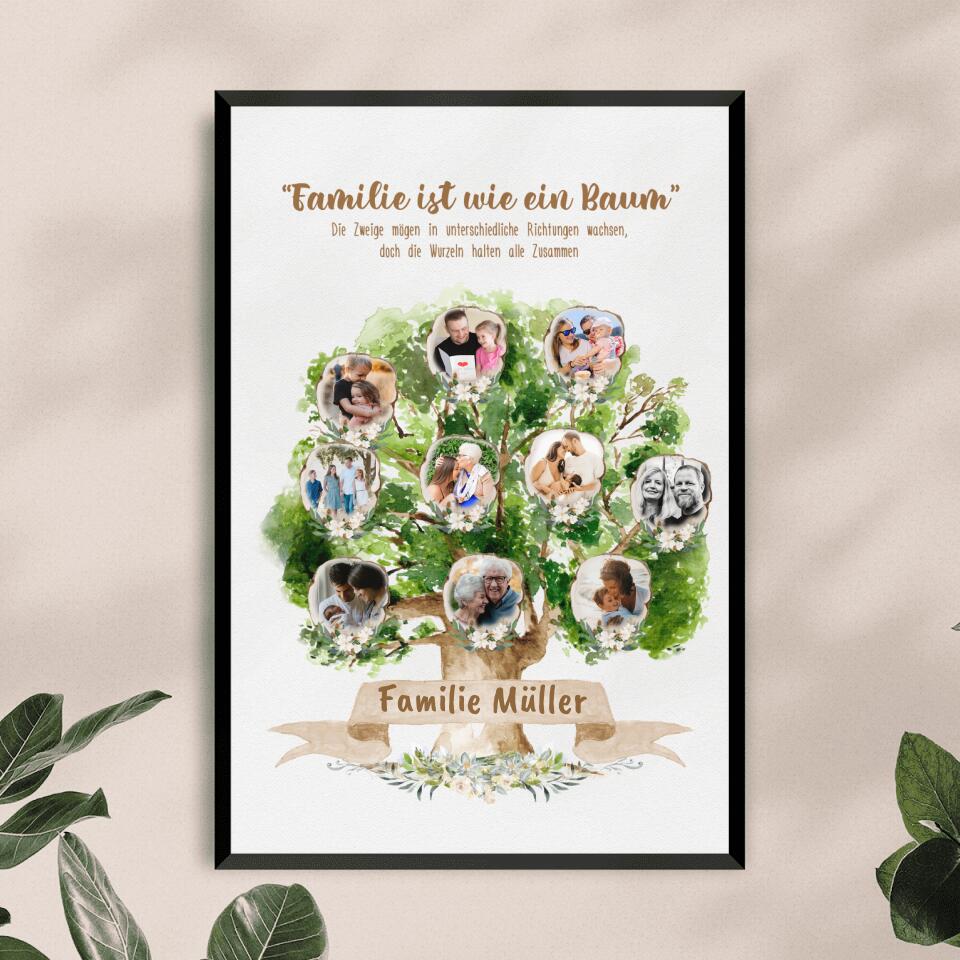 Personalisiertes Poster - Familienstammbaum mit 2-10 Bildern