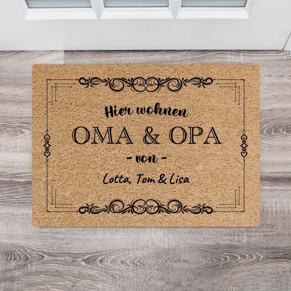 Personalisierte Fußmatte - Mit Oma & Opa und Namen der Enkelkinder