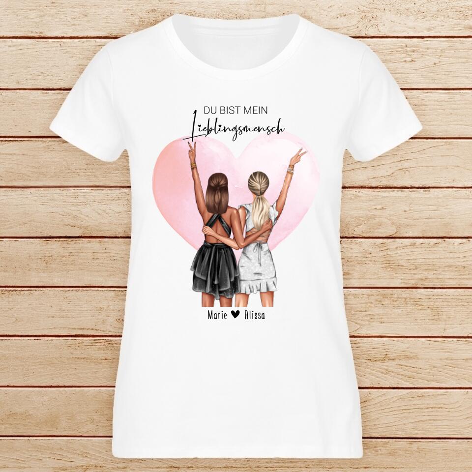 Personalisiertes T-Shirt - Beste Freundin mit Kleid (2 Freundinnen)