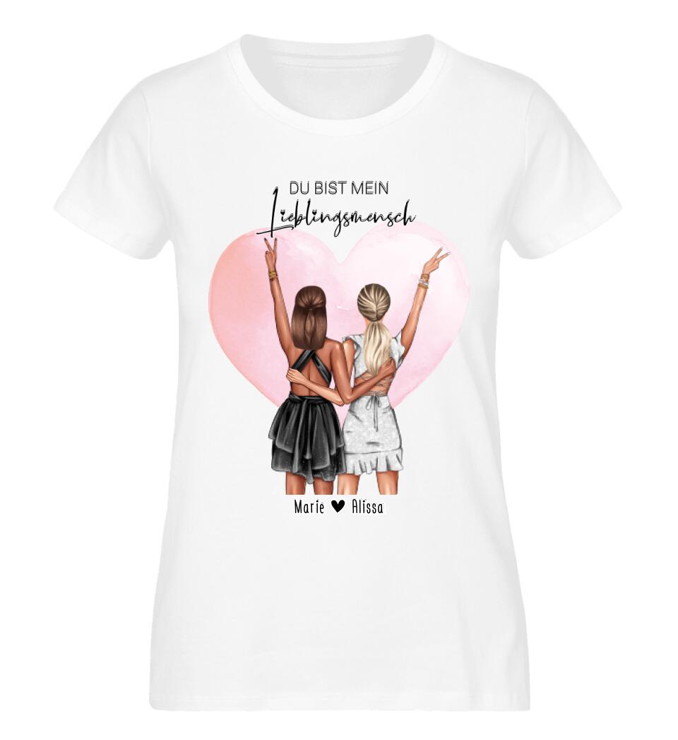 Personalisiertes T-Shirt - Beste Freundin mit Kleid (2 Freundinnen)