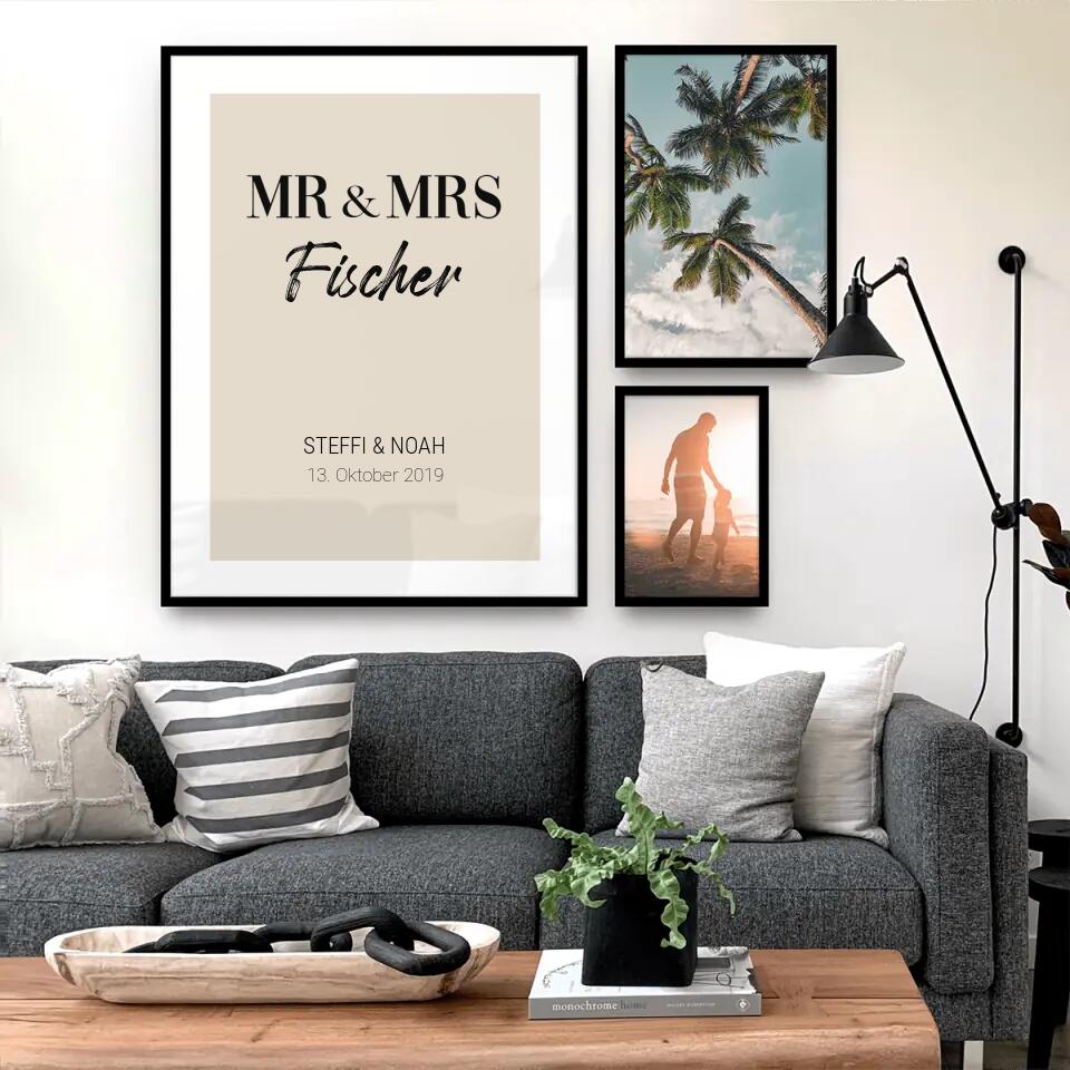 Personalisiertes Poster - Mr. & Mrs. + Familienname