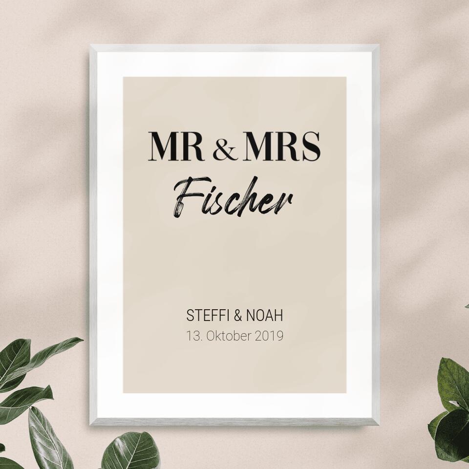 Personalisiertes Poster - Mr. & Mrs. + Familienname