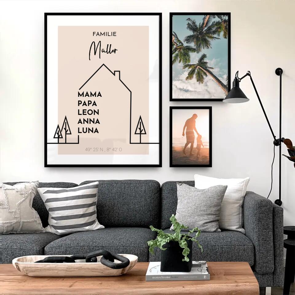 Personalisiertes Poster - Haus mit Namen - Modern