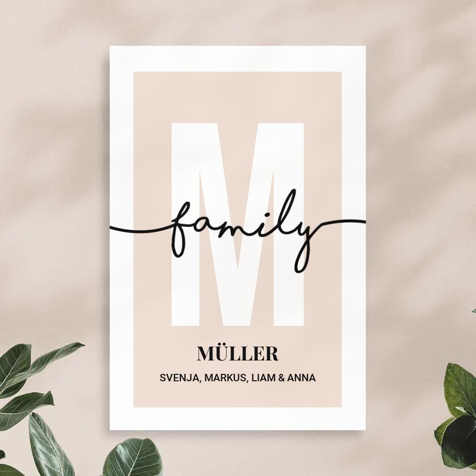 Personalisiertes Poster - Buchstabe mit Familienname und Namen