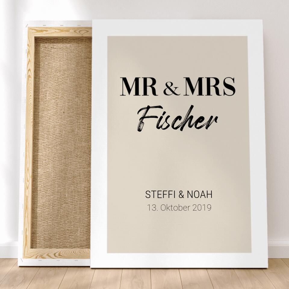 Personalisierte Leinwand - Mr. & Mrs. + Familienname