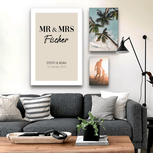 Personalisierte Leinwand - Mr. & Mrs. + Familienname