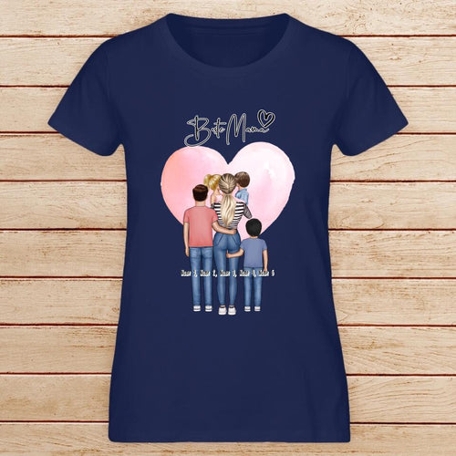 Personalisiertes T-Shirt - Mama/Mutter + 1-4 Kinder