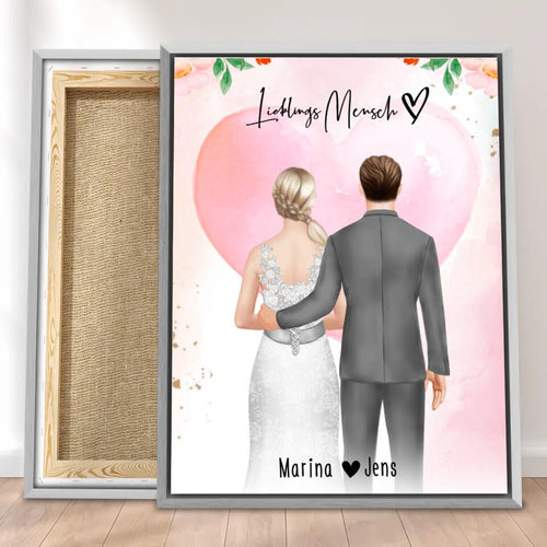 Personalisierte Leinwand mit Brautpaar - Hochzeitsgeschenk