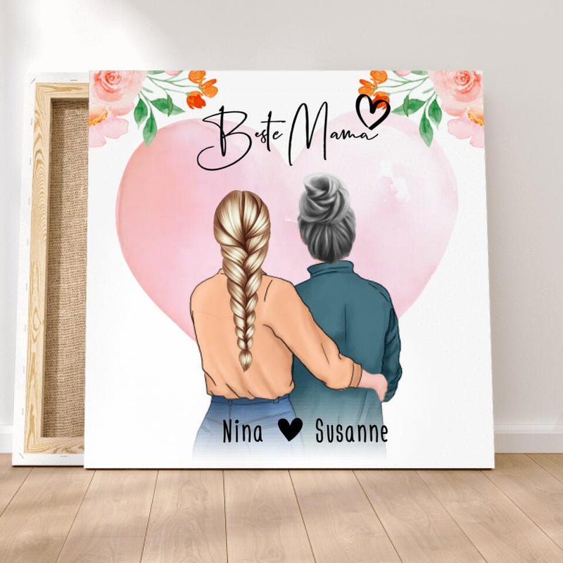 Personalisierte Leinwand - Mutter/Mama + Tochter (stehend)