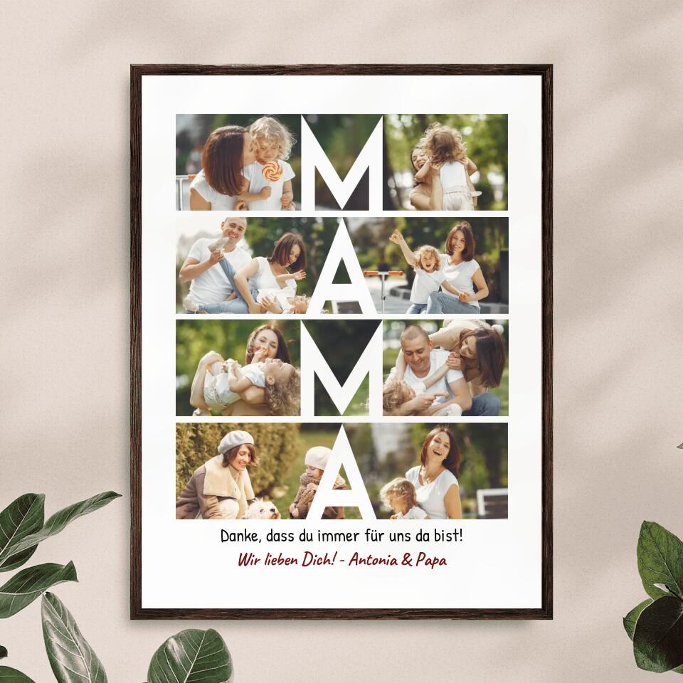 Personalisiertes Poster - MAMA Schriftzug und Collage mit 8 Bildern