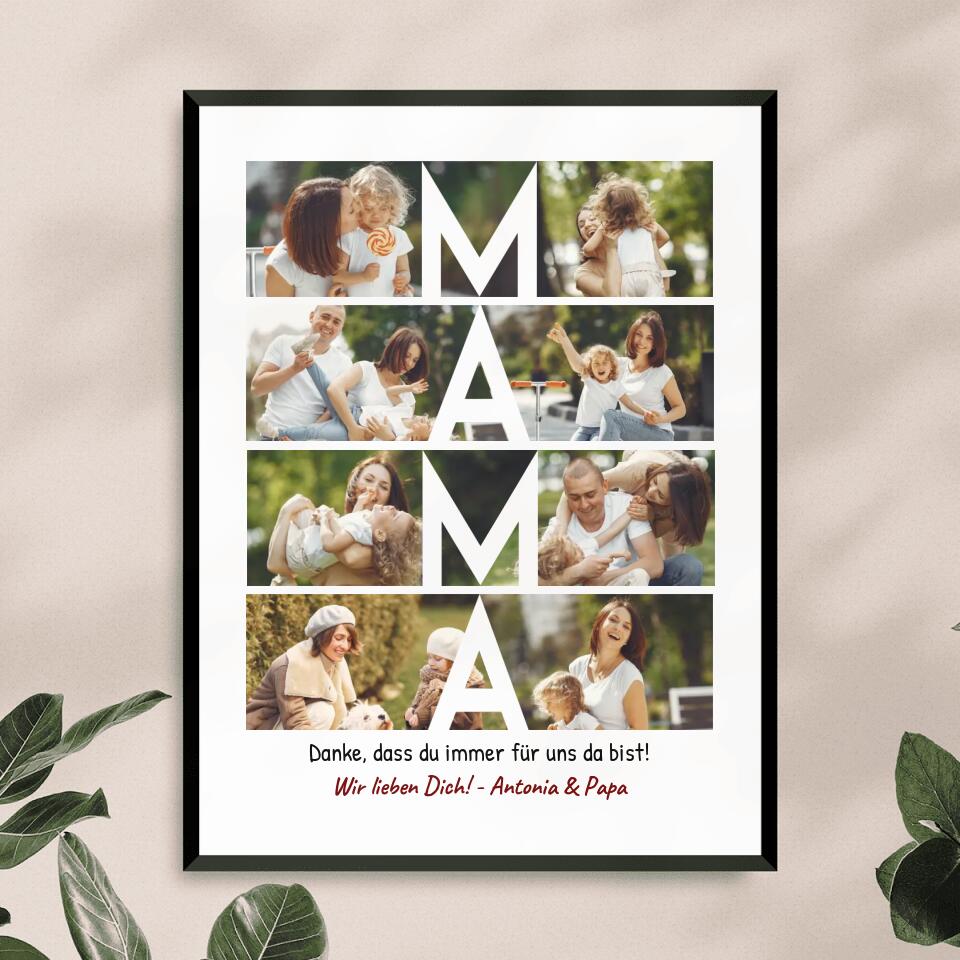 Personalisiertes Poster - MAMA Schriftzug und Collage mit 8 Bildern
