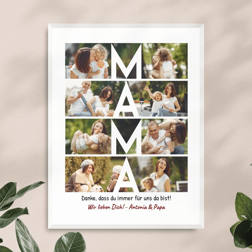 Personalisiertes Poster - MAMA Schriftzug und Collage mit 8 Bildern