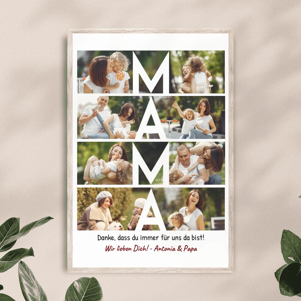 Personalisiertes Poster - MAMA Schriftzug und Collage mit 8 Bildern