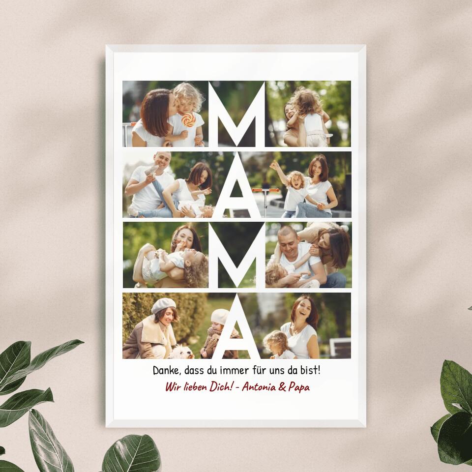 Personalisiertes Poster - MAMA Schriftzug und Collage mit 8 Bildern