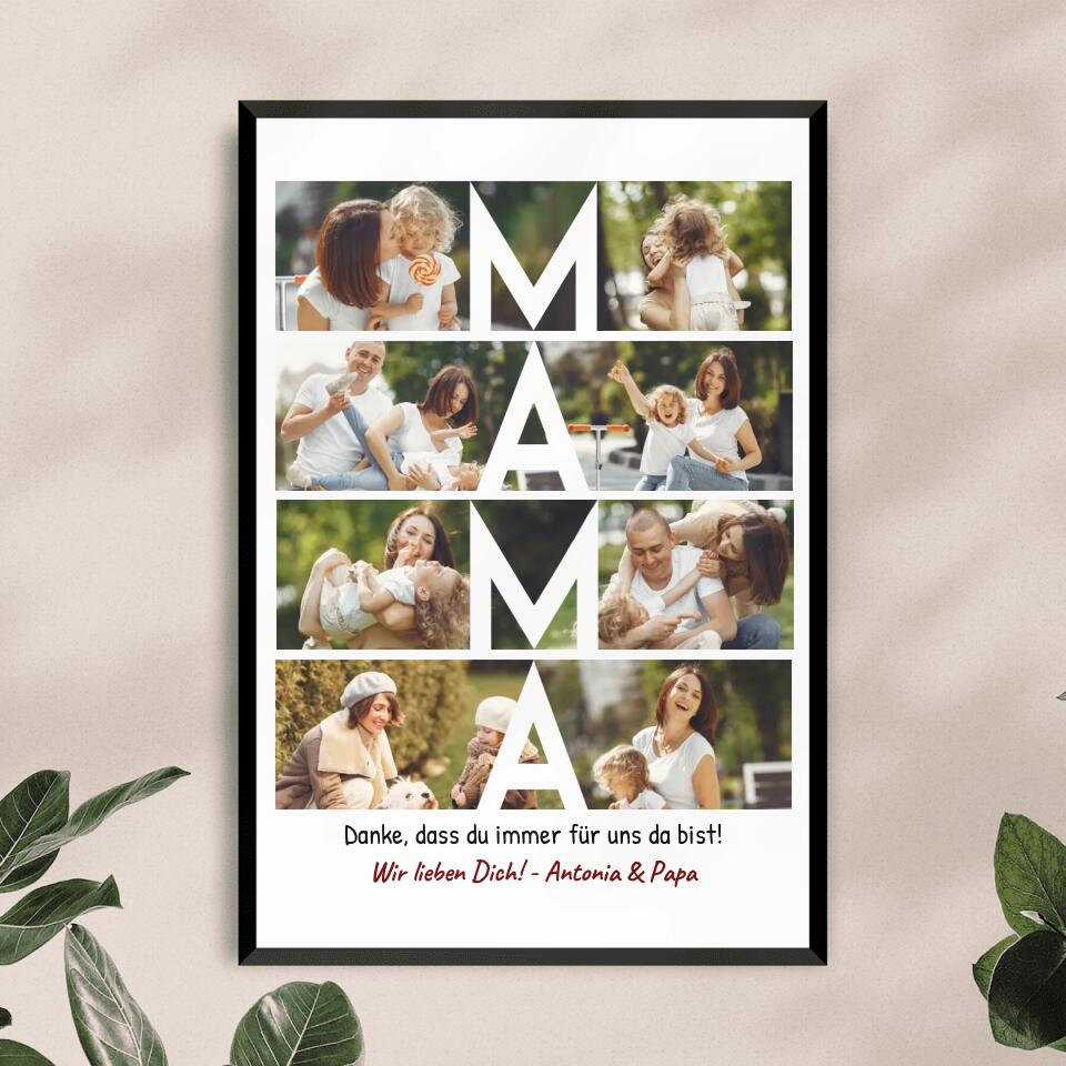 Personalisiertes Poster - MAMA Schriftzug und Collage mit 8 Bildern