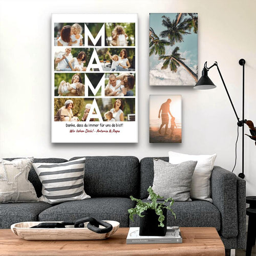 Personalisierte Leinwand - MAMA Schriftzug und Collage mit 8 Bildern