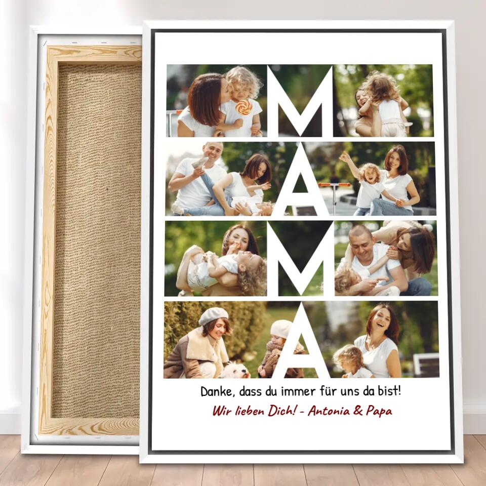 Personalisierte Leinwand - MAMA Schriftzug und Collage mit 8 Bildern