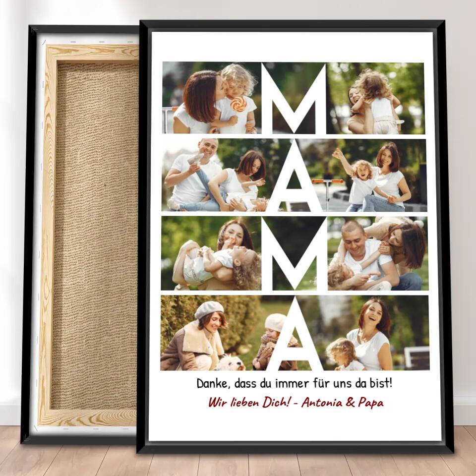 Personalisierte Leinwand - MAMA Schriftzug und Collage mit 8 Bildern