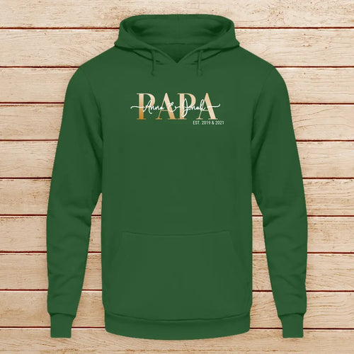 Personalisierter Hoodie - Papa Schriftzug mit Kindernamen