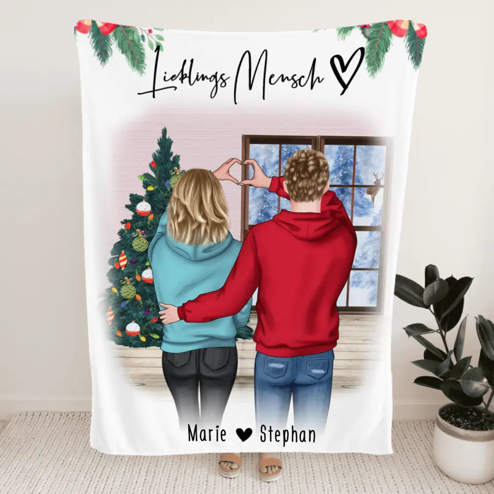 Personalisierte Decke - Paar/Pärchen (stehend) - Weihnachtsdecke