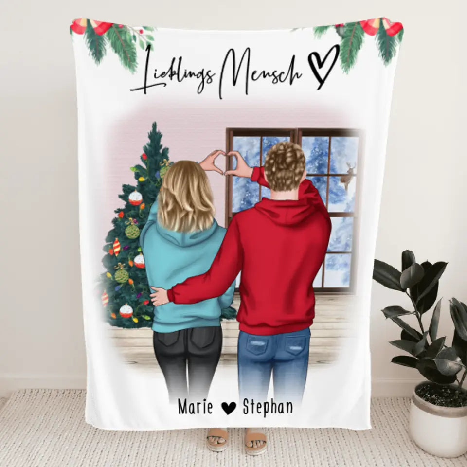 Personalisierte Decke - Paar/Pärchen (stehend) - Weihnachtsdecke